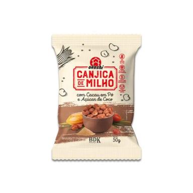 PIPOCA DE CANJICA DE MILHO COM CACAU EM Pó E AçúCAR DE COCO OKOSHI 50G