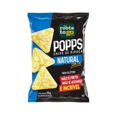 POPPS CHIPS DE PIPOCA NATURAL COM SAL SEM GLúTEN ROOTS TO GO 35G