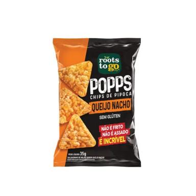 POPPS CHIPS DE PIPOCA QUEIJO NACHO SEM GLúTEN ROOTS TO GO 35G