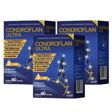 KIT SUPLEMENTO ALIMENTAR CONDROFLAN ULTRA AIRELA 60 CáPSULAS - 3 UNIDADES
