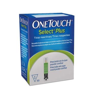 TIRAS REAGENTES ONE TOUCH SELECT PLUS COM 50 UNIDADES MEDIR DIABETES (MEDIR GLICEMIA)