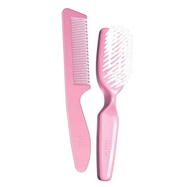 CONJUNTO ESCOVA E PENTE ULTRA MACIA ROSA - LILLO