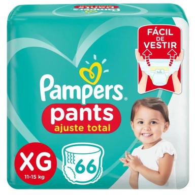 FRALDA PAMPERS PANTS AJUSTE TOTAL XG 66 UNIDADES
