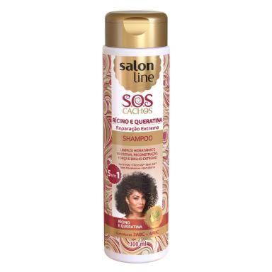 SHAMPOO S.O.S CACHOS RíCINO E QUERATINA SALON LINE 300ML