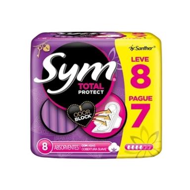ABSORVENTE SYM COBERTURA SUAVE COM ABAS LEVE 8 PAGUE 7