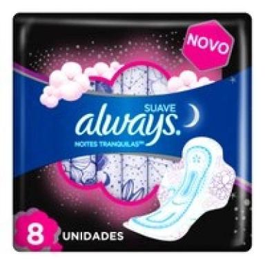 ABSORVENTE ALWAYS NOITES TRANQUILAS SUAVE COM ABAS 8 UNIDADES