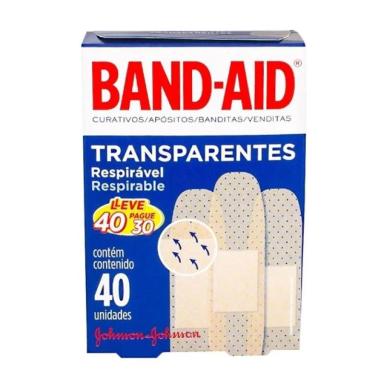 BAND-AID LEVE 40 PAGUE 30 CURATIVOS TRANSPARENTES
