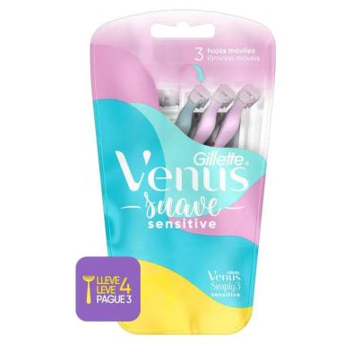 APARELHO DE DEPILAR GILLETTE VENUS SUAVE SENSITIVE 4 UNIDADES