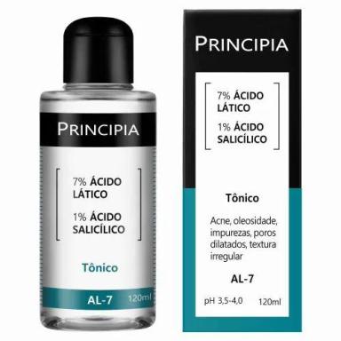 TôNICO 7% ÁCIDO LáTICO + 1% ÁCIDO SALICíLICO PRINCIPIA SKINCARE AL-7 COM 120ML