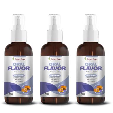 KIT 3UNI ORAL FLAVOR PERFECT SPRAY PRóPOLIS + MEL + CúRCUMA LONGA 30ML - PERFECT FLAVOR