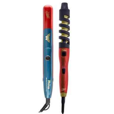 KIT PHILCO CACHEADOR PEC12 E PRANCHA PPR07 MULHER MARAVILHA Bivolt