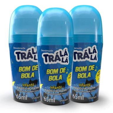 KIT DESODORANTE ROLL-ON TRá Lá Lá KIDS - BOM DE BOLA (3 UNIDADES DE 65ML)