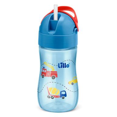 COPO INFANTIL COM CANUDO EVOLUTION 300ML AZUL -LILLO