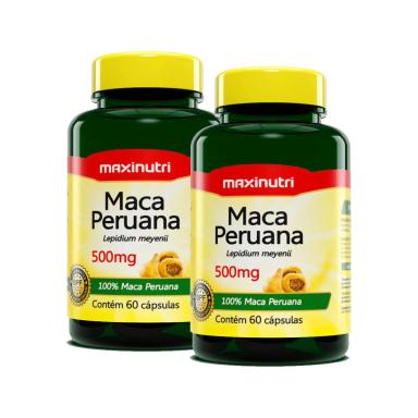 KIT 2 MACA PERUANA PURA VERMELHA 500MG 60CAPS CADA  MAXINUTRI