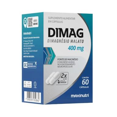 MAGNéSIO DIMALATO 400MG DIMAG SUPLEMENTO 60 CAPS MAXINUTRI