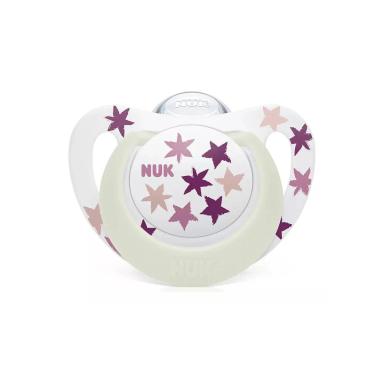CHUPETA BRILHA NO ESCURO STAR GLOW 6M+ ROSA - NUK