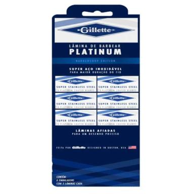 KIT LâMINAS DE BARBEAR SUPER AçO INOXIDáVEL GILLETTE PLATINUM 50 Lâminas