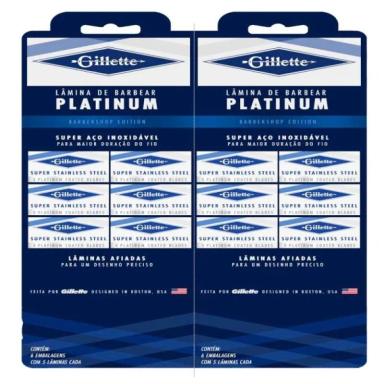 KIT LâMINAS DE BARBEAR SUPER AçO INOXIDáVEL GILLETTE PLATINUM 100 Lâminas