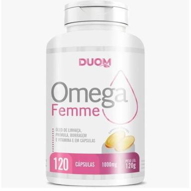 OMEGA FEMME ÓLEO DE PRíMULA BORRAGEM LINHAçA E VITAMINA DUOM