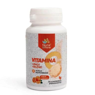 VITAMINA C 1G + ZINCO E SELêNIO - 30 PASTILHAS EFERVESCENTES Laranja
