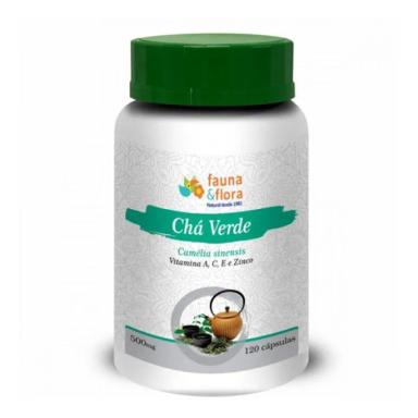 CHá VERDE COM VITAMINAS A, C, E E ZINCO - 500MG 120 CáPSULAS Neutro