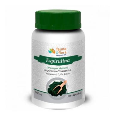 ESPIRULINA COM VIT A, C, E E ZINCO 500MG 60 CáPSULAS Neutro