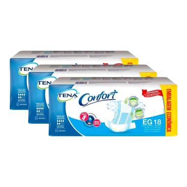 KIT 3 FRALDAS GERIATRICAS TENA CONFORT EG 18UN CADA