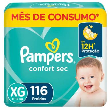 FRALDA PAMPERS CONFORT SEC JUMBO PLUS XG COM 116UN