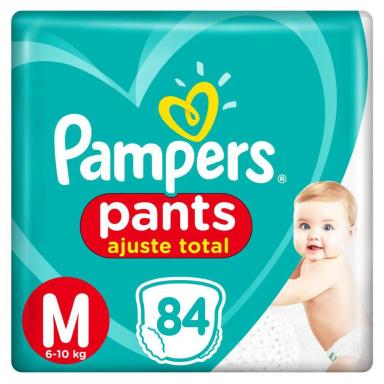 FRALDA PAMPERS PANTS AJUSTE TOTAL JUMBO M 84 UNIDADES
