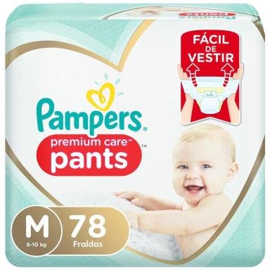 FRALDA PAMPERS PANTS PREMIUM CARE JUMBO M 78 UNIDADES