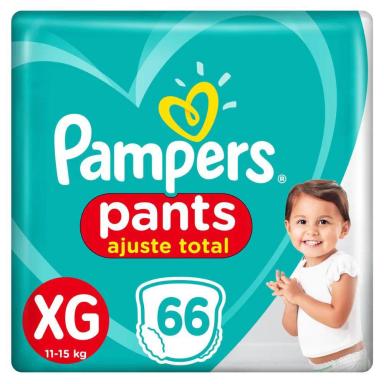 FRALDA PAMPERS PANTS AJUSTE TOTAL JUMBO XG 66 UNIDADES