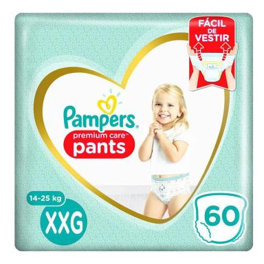 FRALDA PAMPERS PANTS PREMIUM CARE JUMBO XXG 60 UNIDADES