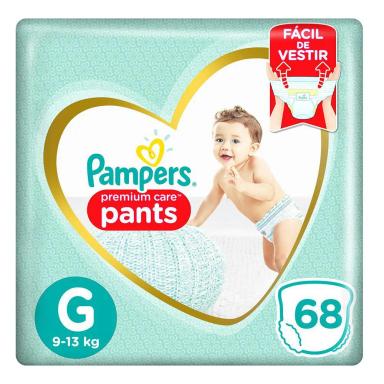 FRALDA PAMPERS PANTS PREMIUM CARE JUMBO G 68 UNIDADES