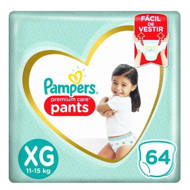 FRALDA PAMPERS PANTS PREMIUM CARE JUMBO XG 64 UNIDADES