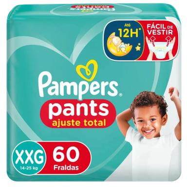 FRALDA PAMPERS PANTS AJUSTE TOTAL JUMBO XXG 60 UNIDADES