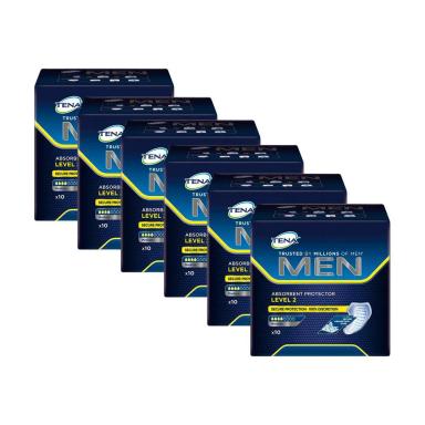 KIT 6 ABSORVENTES TENA MEN LEVEL 2 MEDIUM 10UN CADA