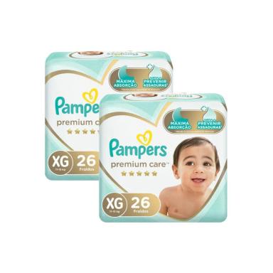 KIT FRALDA PAMPERS PREMIUM CARE MEGA TAMANHO XG 52 UNIDADES