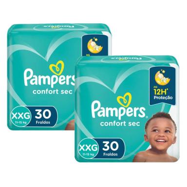 FRALDA PAMPERS CONFORT SEC TAMANHO XXG COM 60 UNIDADES