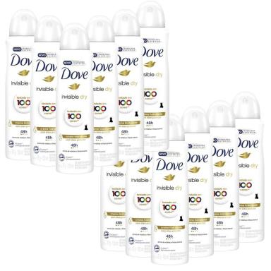 KIT 12 DESODORANTES DOVE ANTITRANSPIRANTE AEROSSOL INVISIBLE DRY 150ML