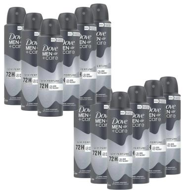 KIT 12 DESODORANTES DOVE MEN+CARE ANTITRANSPIRANTE AEROSSOL SEM PERFUME 150ML