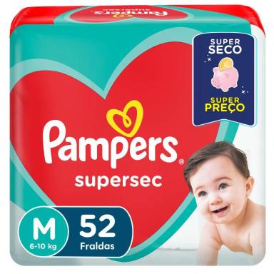 FRALDA PAMPERS SUPERSEC M 52 UNIDADES