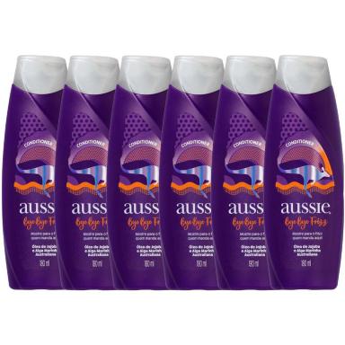 KIT 6 CONDICIONADOR AUSSIE BYE BYE FRIZZ MACIEZ E BRILHO 180ML