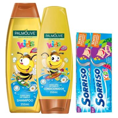 KIT COM2 CREMES DENTAL SORRISO KIDS 50G + SHAMP. E COND. NATURALS KIDS