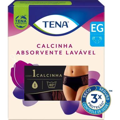 Calcinha Absorvente para Incontinência Urinária Tena Preta Tamanho EG