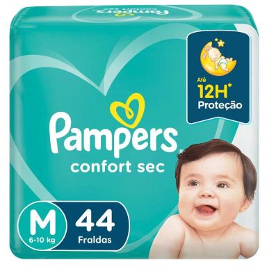 FRALDA PAMPERS CONFORT SEC MEGA TAMANHO M COM 44 TIRAS