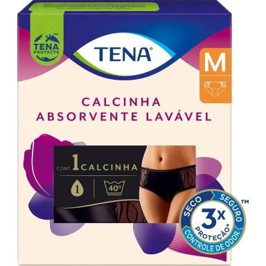 Calcinha Absorvente para Incontinência Urinária Tena Preta Tamanho M