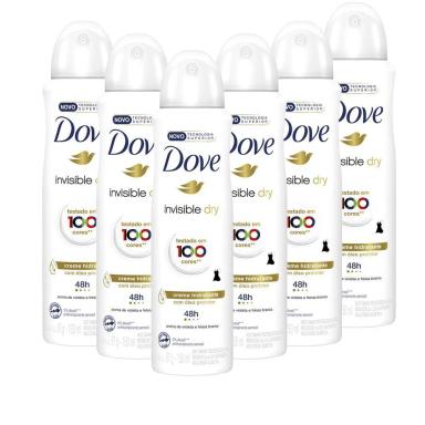 KIT 6 DESODORANTES DOVE ANTITRANSPIRANTE AEROSSOL INVISIBLE DRY 150ML