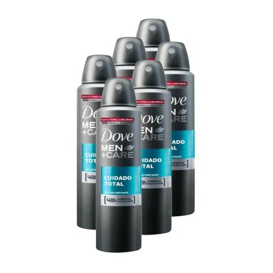 KIT 6 DESODORANTES DOVE MEN+CARE ANTITRANSPIRANTE AEROSSOL CUIDADO TOTAL 150ML