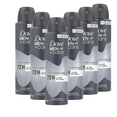 KIT 6 DESODORANTES DOVE MEN+CARE ANTITRANSPIRANTE AEROSSOL SEM PERFUME 150ML