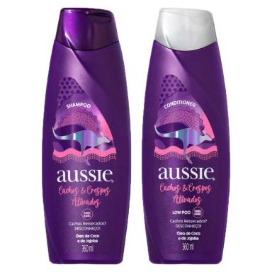 KIT AUSSIE CACHOS E CRESPOS ATIVADOS SHAMPOO + CONDICIONADOR 360ML